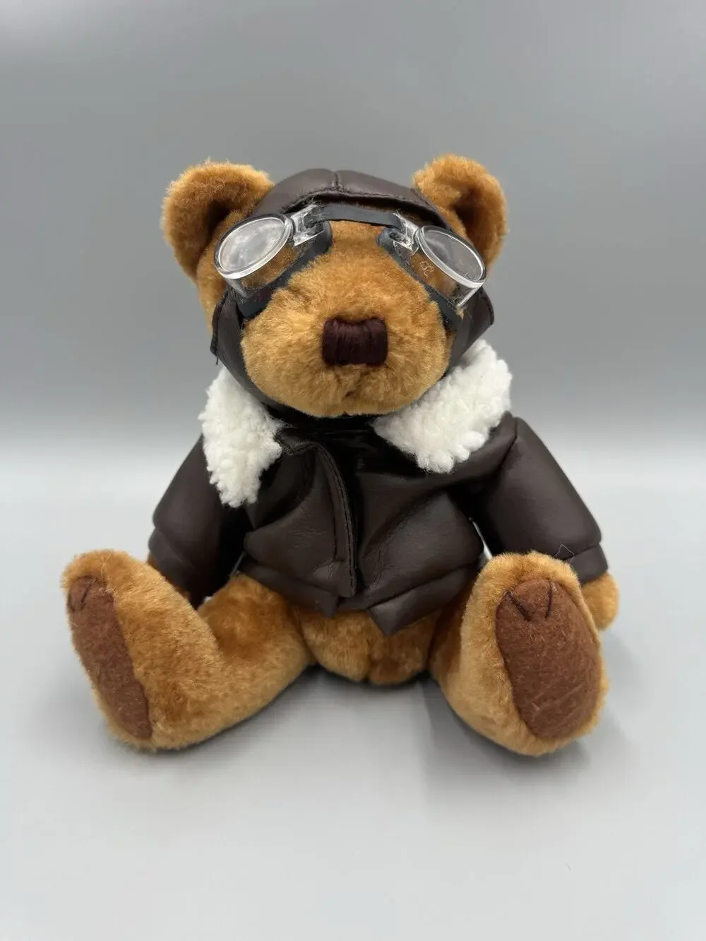 US Airways Pilot Teddy Bear Aviator Plush In Bomber Jacket Goggles 8”